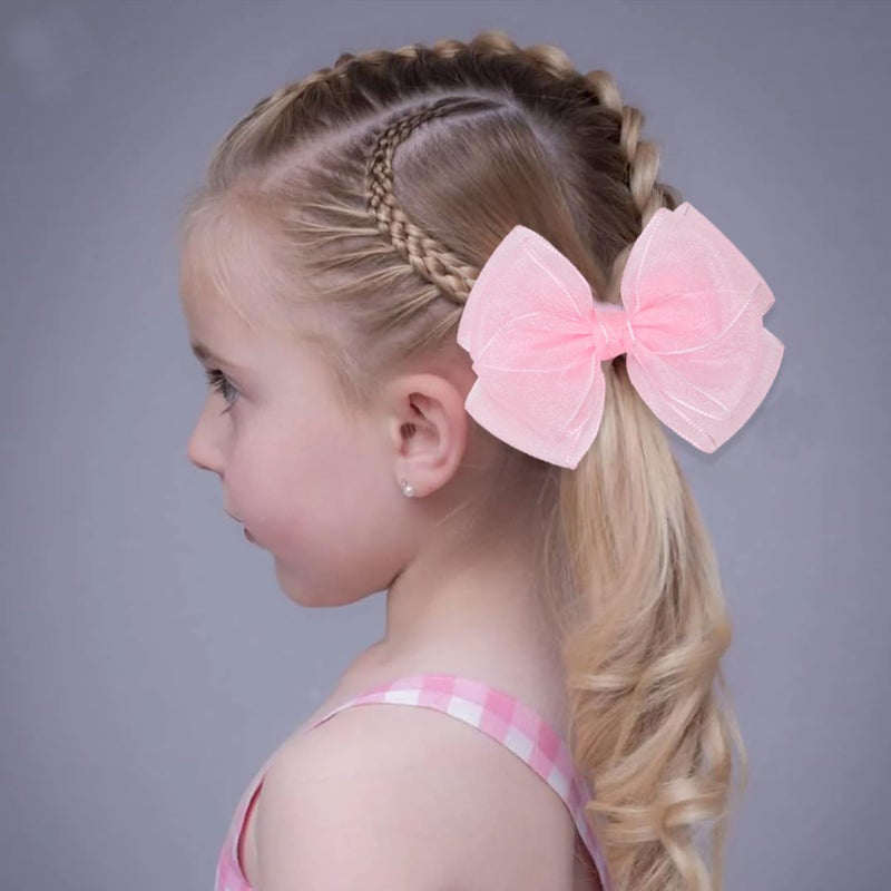 Zolyco 4.5-Inch Hair Bows Organza Alligator Clips Delicate Double Luster Sheer Mesh Hair Accessories for Girls, Toddler, Kids and Women Birthday Wedding Christmas Occasions- Set of 2 - Image 3